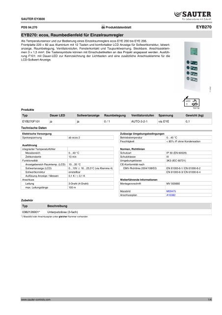 ecos, Raumbedienfeld für Einzelraumregler - sauter-controls.com ...