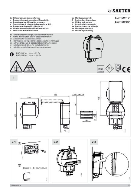 EGP100F101 EGP100F201 1 2 3 A B - sauter-controls.com sauter ...