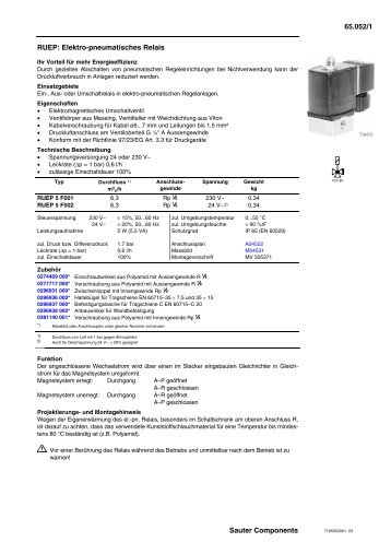 65.052/1 RUEP: Elektro-pneumatisches Relais Sauter Components