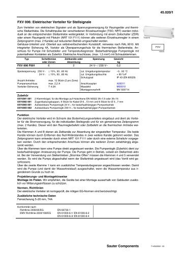 45.020/1 FXV 006: Elektrischer Verteiler fÃ¼r Stellsignale Sauter ...