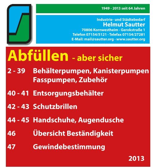 Abfüllen - aber sicher - Industrie- und Städtebedarf Helmut Sautter