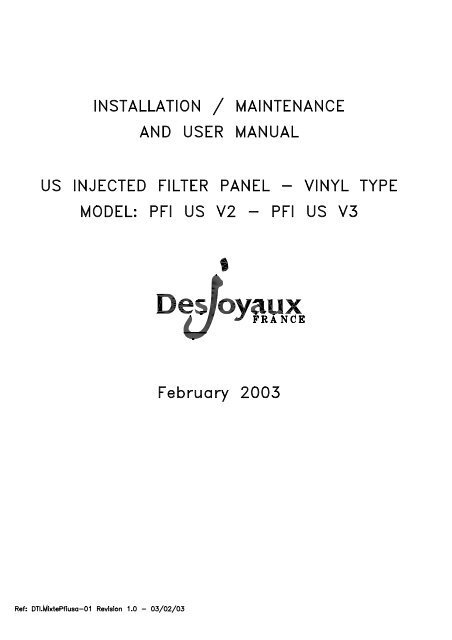 PFI 180 Installation Instructions - Desjoyaux Pools USA