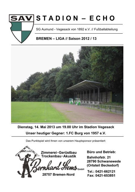 S T A D I O N  â E C H O - bei der SG Aumund-Vegesack ...