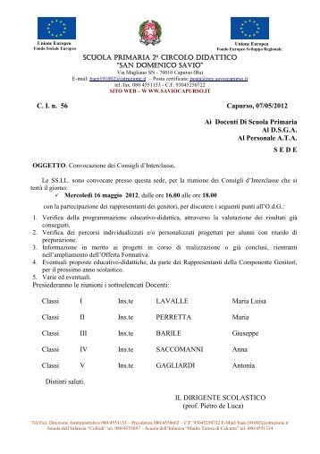 Circolare n°56 - Istituto Comprensivo San Domenico Savio di Capurso