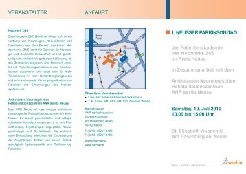 Flyer Parkinson-Tag - savita GmbH