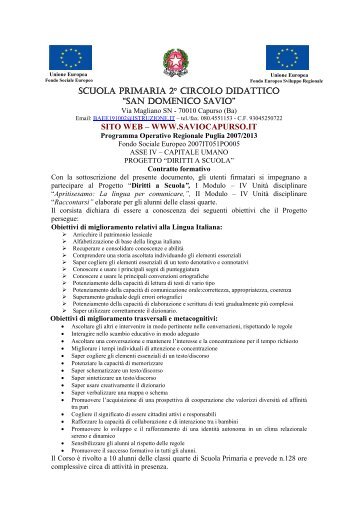 Contratto formativo - Classi quarte - Istituto Comprensivo San ...