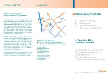 Flyer ANR-Fachtagung "Parkinson-Syndrome" - savita GmbH