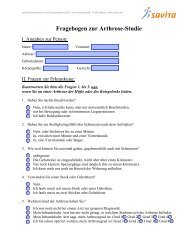 Fragebogen zur Arthrose-Studie - savita GmbH