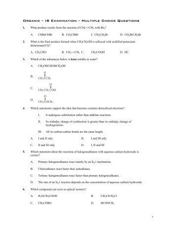 Organic-IB-MC-Exam Question-Answers - Savita Pall and Chemistry