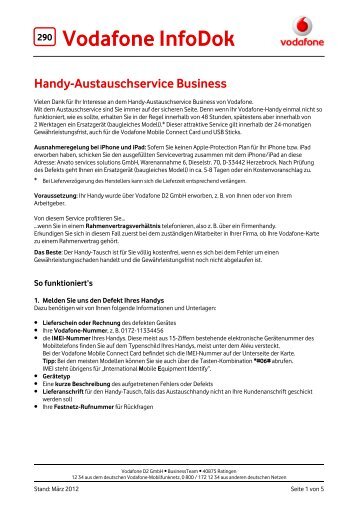 Infodok 290: Handy-Austauschservice Business