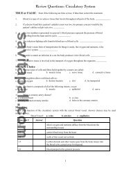 Review Questions-Circulatory System - Savita Pall and Chemistry