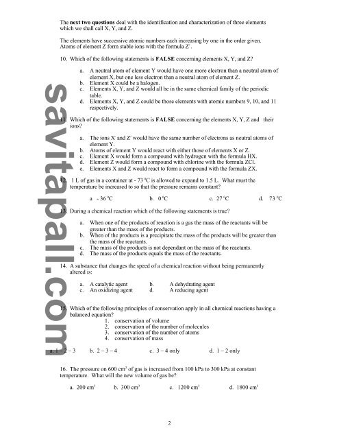 Exam Review Questions-3U-June2011 - Savita Pall and Chemistry