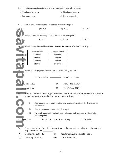 Exam Review Questions-3U-June2011 - Savita Pall and Chemistry