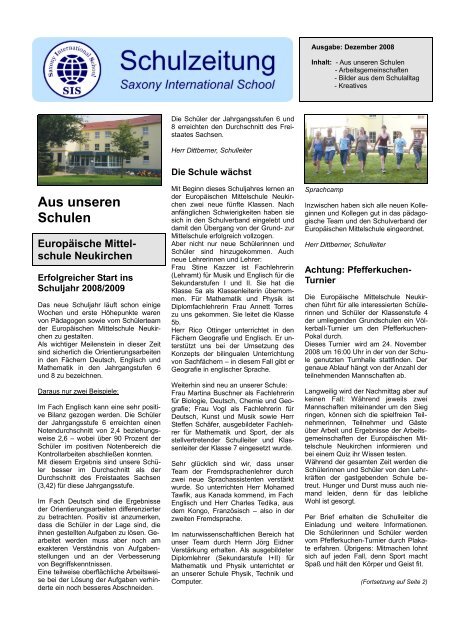 Ausgabe 1/2008 - Saxony International School