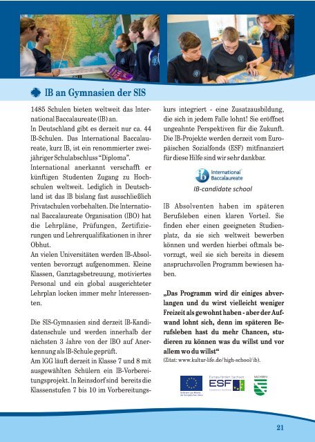 Elternmagazin Schuljahr 2013/2014 - Saxony International School