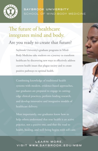 Mind-Body Medicine College Program Booklet - Saybrook University