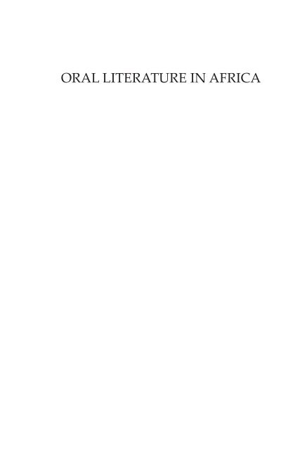 Oral Literature in Africa - Saylor.org