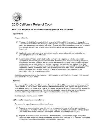 Rule 1.100. Requests for accommodations by persons with disabilities