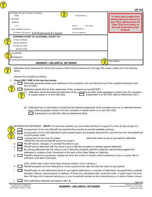 Self Represented Litigant - San Bernardino Superior Court