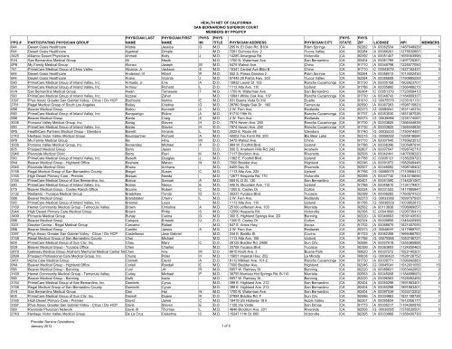 health net of california san bernardino superior court members by ...