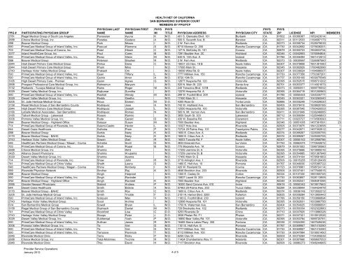 health net of california san bernardino superior court members by ...