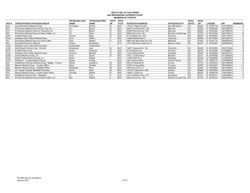 health net of california san bernardino superior court members by ...