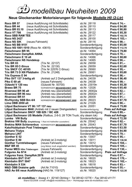 modellbau Neuheiten 2009 - SB-Modellbau