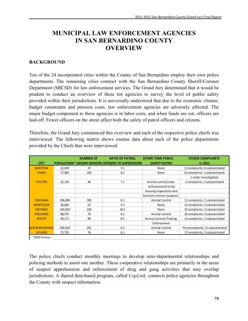 FINAL REPORT - San Bernardino Superior Court