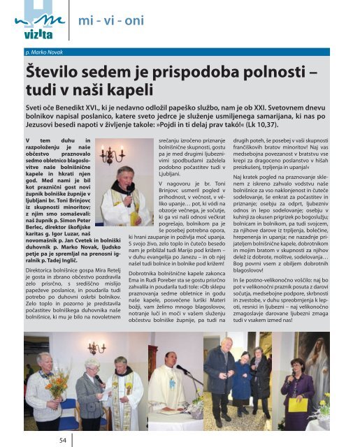 Vizita Ã…Â¡t. 59 marec 2013 - SploÃ…Â¡na bolniÃ…Â¡nica Novo mesto