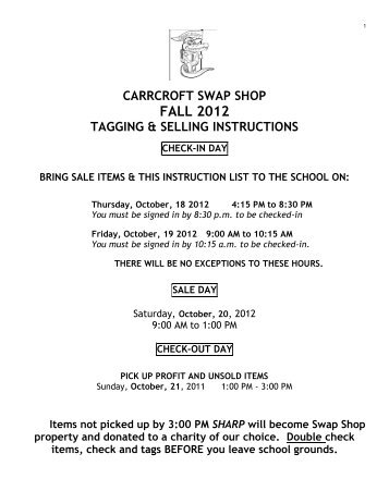CARRCROFT SWAP SHOP FALL 2012 ... - Brandywine School District