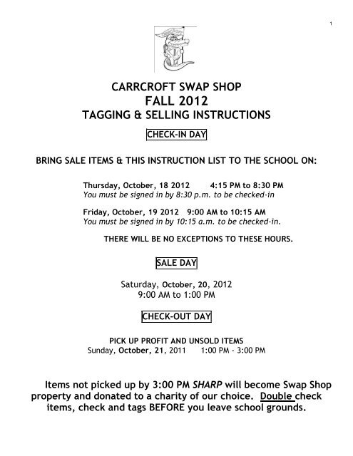 CARRCROFT SWAP SHOP FALL 2012 ... - Brandywine School District