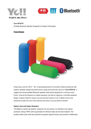 Corn BTS770 - Portable Bluetooth Speaker Designed for Outdoor Enthuiasts