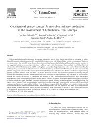 Geochemical energy sources for microbial primary production in the ...