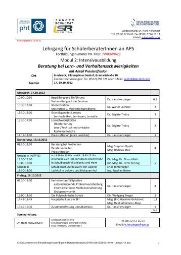 Lernen+Verhalten - Schulpsychologie Tirol - TSN
