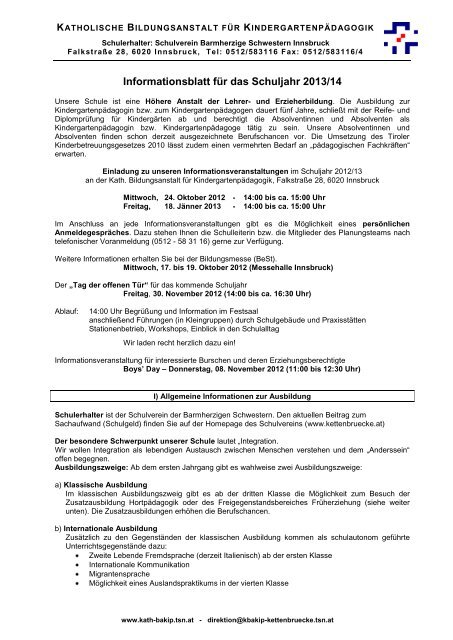 Informationsblatt 2011/12 - sb-tirol.tsn.at - TSN