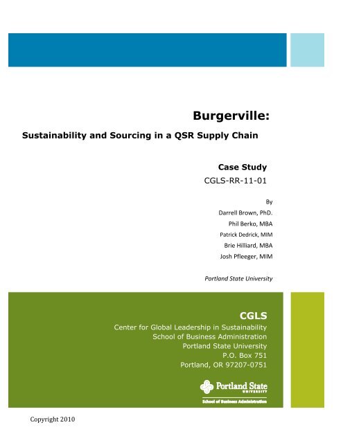 Burgerville Supply Chain Case - School of Business Administration ...