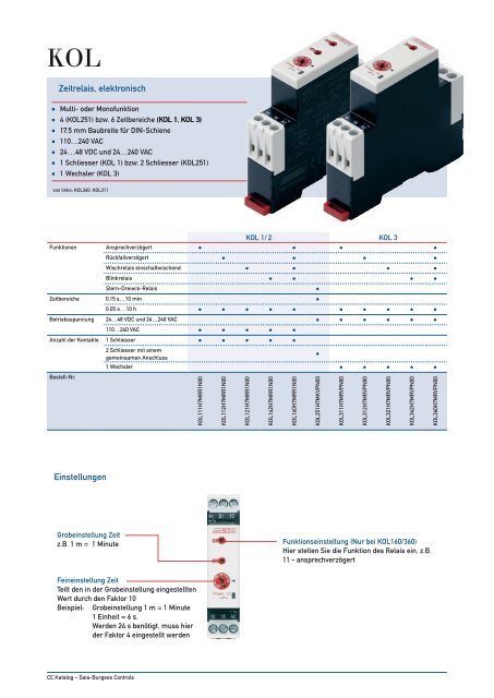 Zeitrelais, elektronisch Einstellungen - SBC-support