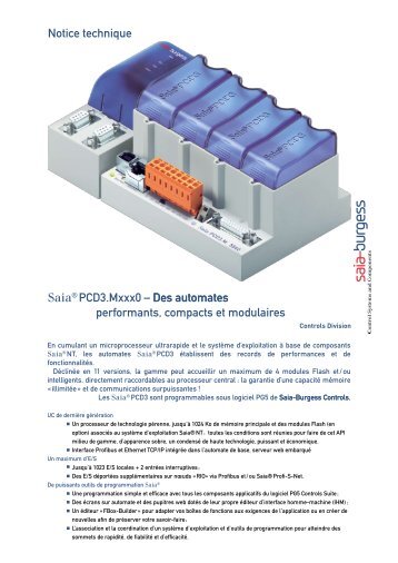 SaiaÃ‚Â® PCD3.MÃÂ‡ÃÂ‡ÃÂ‡0 Ã¢Â€Â“ Des automates Des automates ... - Saia-Support