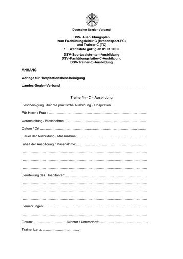 Trainer/in - C - Ausbildung - Deutscher Segler-Verband