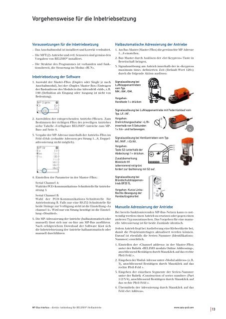 Technische Information MP-Bus-Interface fÃƒÂ¼r BELIMO ... - Saia-Support