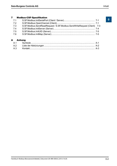 Modbus-Benutzerschnittstelle - SBC-support