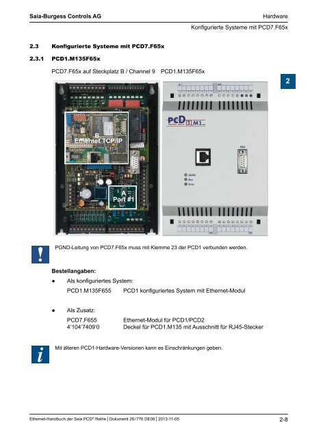 Ethernet fÃ¼r die Saia PCDÂ® Serie - SBC-support