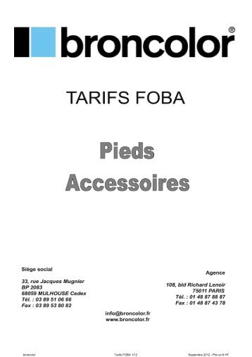 Tarif Foba - Broncolor