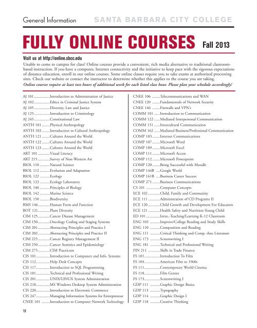 fall 2013 schedule for download - Santa Barbara City College