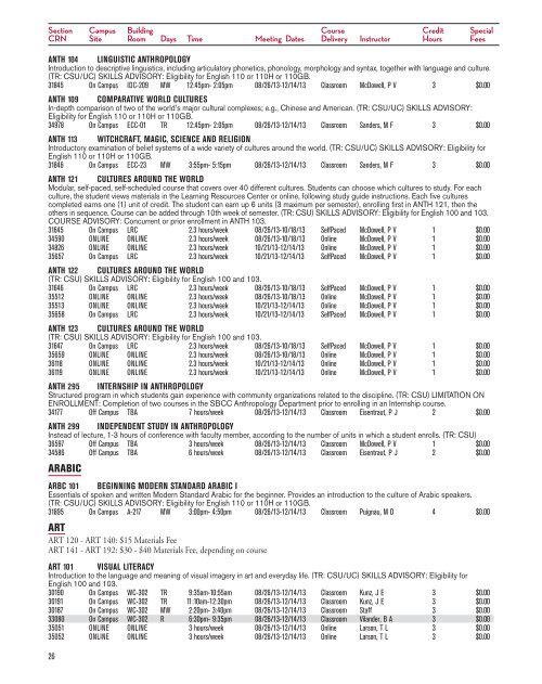 fall 2013 schedule for download - Santa Barbara City College