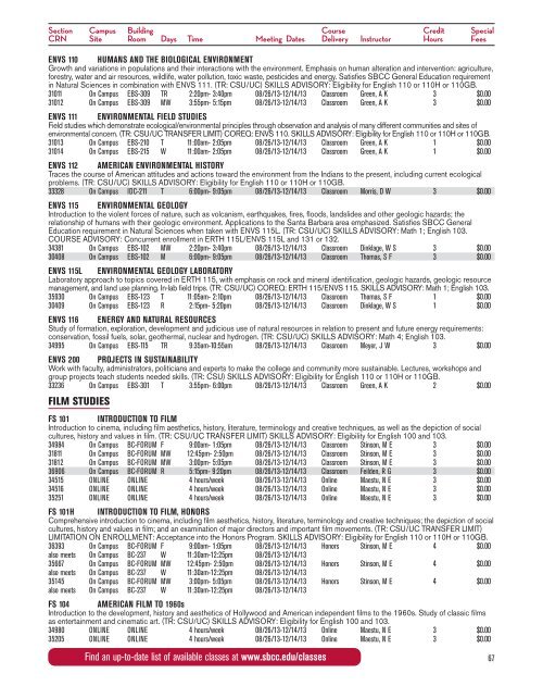 fall 2013 schedule for download - Santa Barbara City College