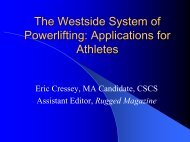 The Westside System of Powerlifting: Applications for Athletes - sbc