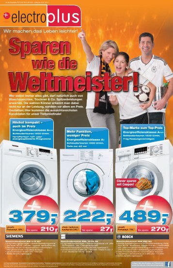 Prospekt electroplus PLAG KW27-2014 "Sparen wie die Weltmeister!"