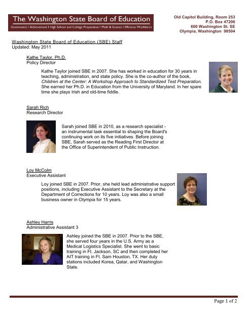 Staff - Washington State Board of Education