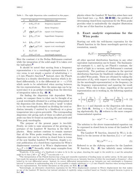 Wien peaks and the Lambert W function - Sociedade Brasileira de ...